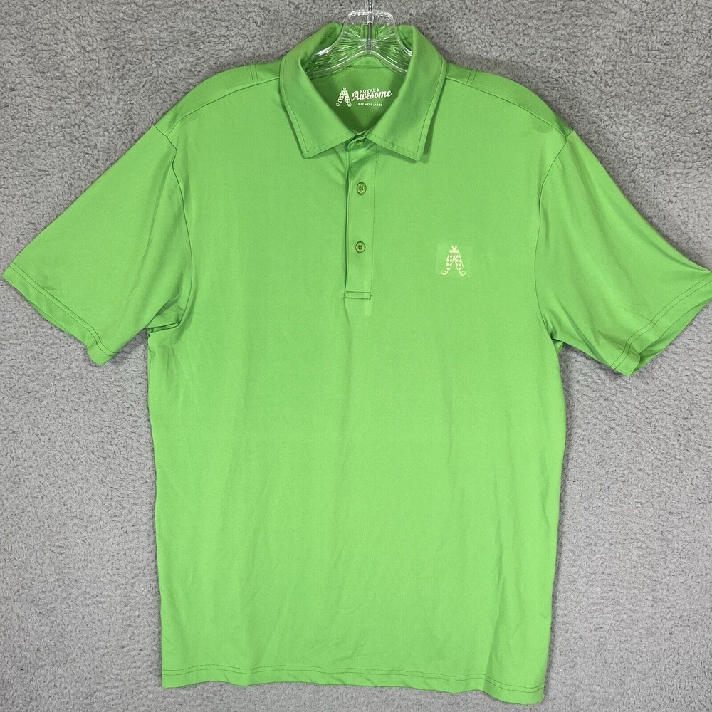 Royal & Awesome Polo Shirt Mens Large Green Performance Stretch Golf‎ Preppy - Picture 2 of 7
